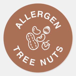 Contains Tree Nuts - Food Allergy Warning Classic Round Sticker