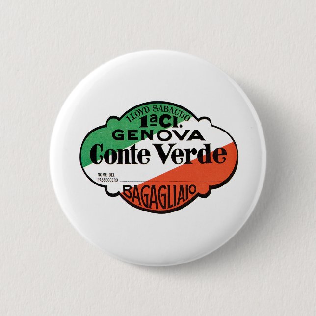 Conte Verde 1st Class Baggage Label 6 Cm Round Badge (Front)