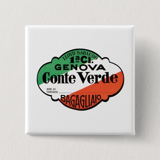 Conte Verde 1st Class Baggage Lable 15 Cm Square Badge (Front)