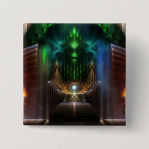 Contemplating Oz Fractal Art 15 Cm Square Badge