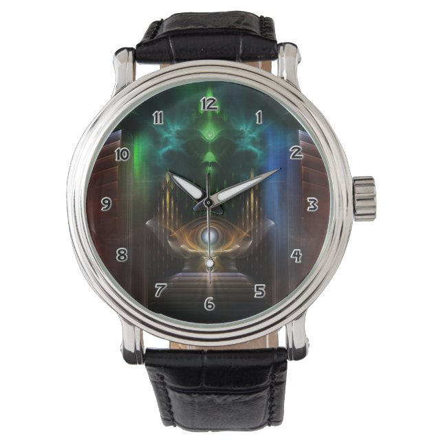 Contemplating Oz Fractal Art Wrist Watch (Front)