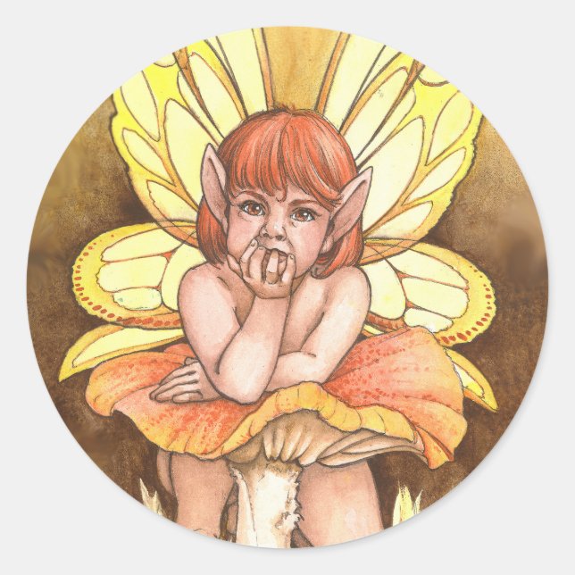 Contemplation Fairy Classic Round Sticker (Front)