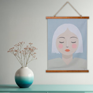 Contemplation - Minimalist Portrait Hanging Tapestry