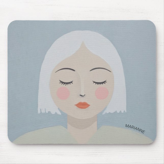 Contemplation - Minimalist Portrait Mouse Pad (Front)