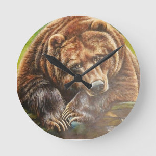 Contemplative Bear Round Clock