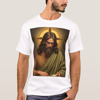 Contemplative Jesus with a Halo Men's Tee Shirt