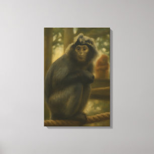 Contemplative Monkey – Serene Wildlife Art Canvas Print