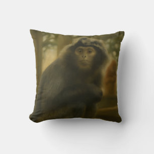 Contemplative Monkey – Serene Wildlife Art Cushion