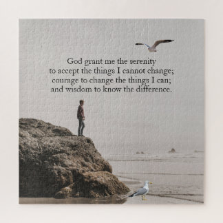 Contemplative Serenity Prayer Beach Scene Jigsaw Puzzle