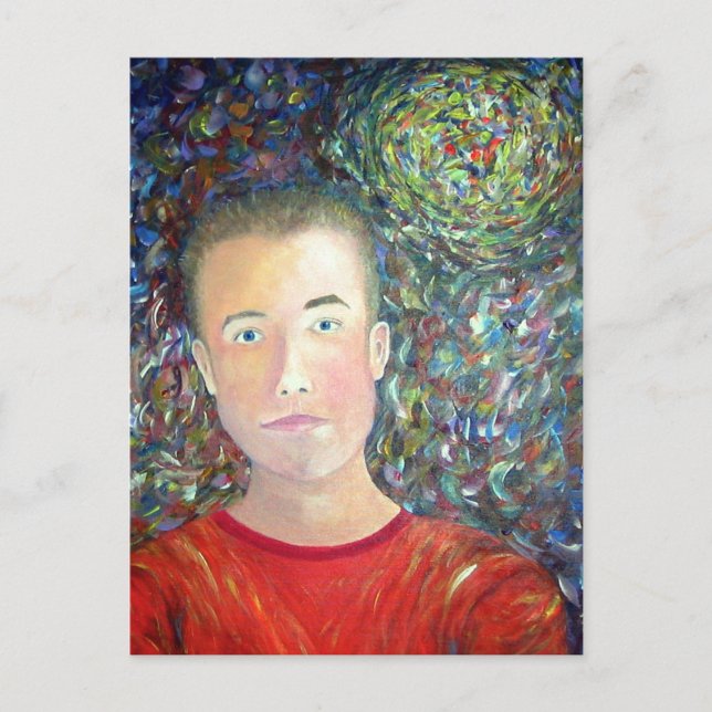 Contemplative Young Man Postcard (Front)