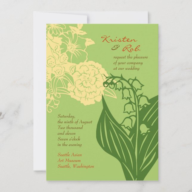 Contempo Floral (Cucumber / Cream) Invitation (Front)