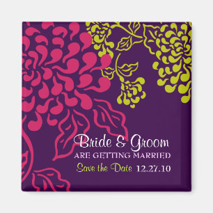Contempo Floral (Purple Chartreuse) Save the Date Magnet