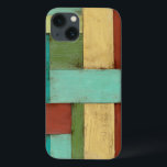 Contempoary Coastal Multicolored Painting iPhone 13 Case<br><div class="desc">Aqua,  green,  red and yellow meet in an explosion of color reminiscent of a pattern on a beach deck. Hanging this contemporary coastal painting on your wall may entice you to take that vacation you've been putting off! Makes a great gift for anyone in need of a beach getaway.</div>