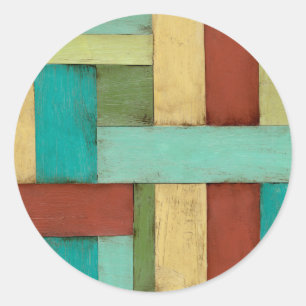 Contempoary Coastal Multicolored Painting Classic Round Sticker