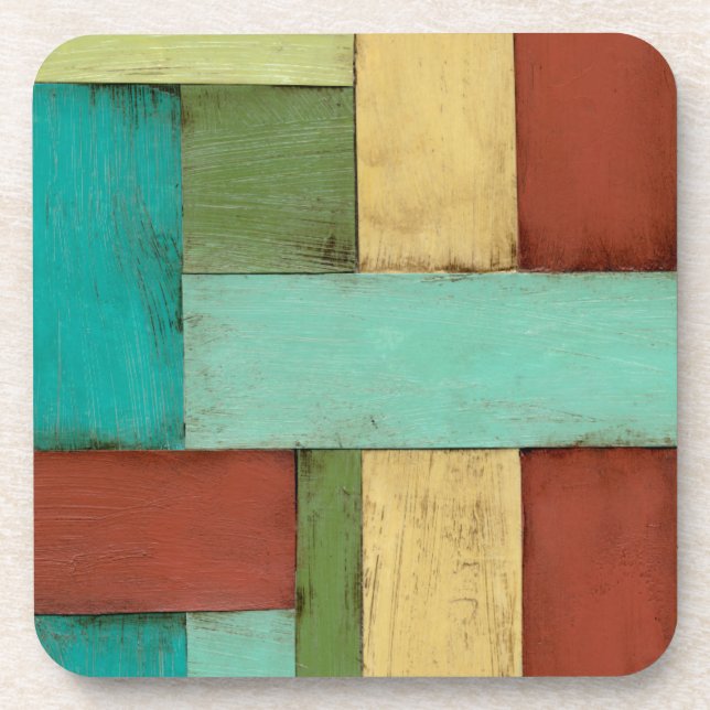 Contempoary Coastal Multicolored Painting Coaster (Front)