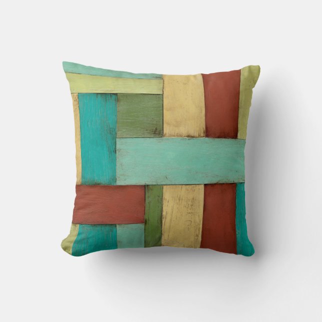 Contempoary Coastal Multicolored Painting Cushion (Front)