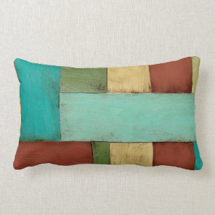 Contempoary Coastal Multicolored Painting Lumbar Cushion
