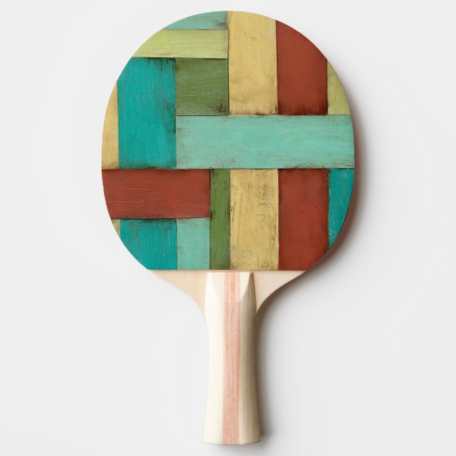 Contempoary Coastal Multicolored Painting Ping Pong Paddle (Front)
