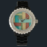 Contempoary Coastal Multicolored Painting Watch<br><div class="desc">Aqua,  green,  red and yellow meet in an explosion of colour reminiscent of a pattern on a beach deck. Hanging this contemporary coastal painting on your wall may entice you to take that vacation you've been putting off! Makes a great gift for anyone in need of a beach getaway.</div>