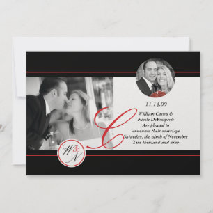 Contemporarary Monogrammed Wedding Announcement