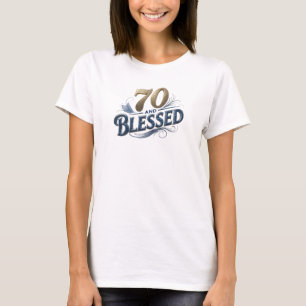 Contemporary 70 AND BLESSED Designer Graphic T-Shirt
