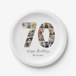 Contemporary 70th Birthday Photo Plates