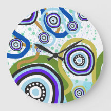contemporary Aboriginal art Wall Clock