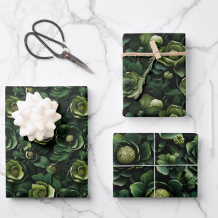 Contemporary Abstract 3D Shapes Floral Wrapping Paper Sheet