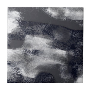 Contemporary Abstract Black and White Ceramic Tile