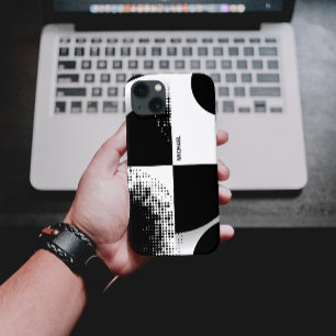 Contemporary Abstract Black and White Circles iPhone 13 Case