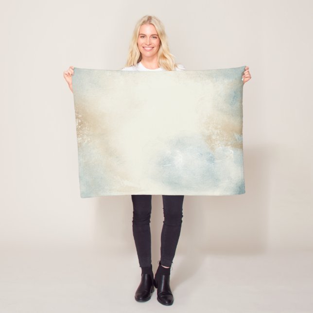 Contemporary Abstract Blue Cream Art Fleece Blanket (In Situ)