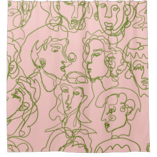 Contemporary abstract female faces. Minimalistic e Shower Curtain