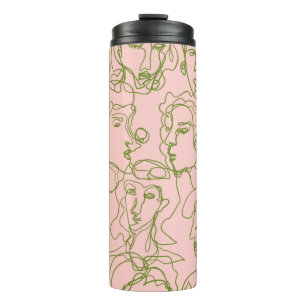 Contemporary abstract female faces. Minimalistic e Thermal Tumbler