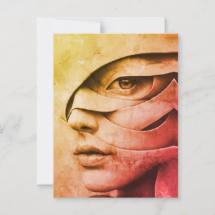 Contemporary Abstract Female Portrait Postcard