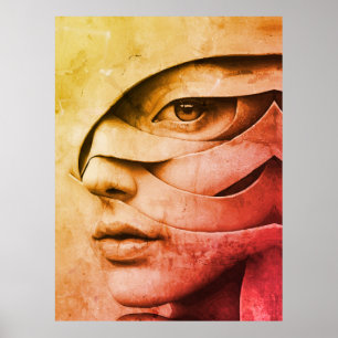 Contemporary Abstract Female Portrait Poster