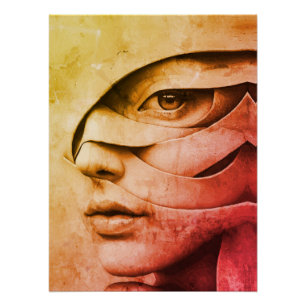 Contemporary Abstract Female Portrait Poster