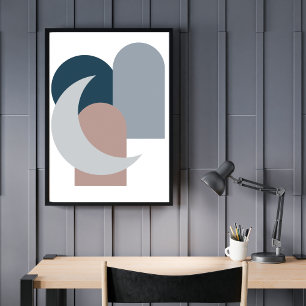 Contemporary Abstract Geometric Shapes Modern  Poster