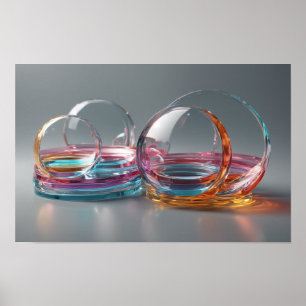 Contemporary Abstract Glass Art Pink and Grey  Poster