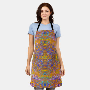 Contemporary  Abstract Gold/Blue/Yellow Apron
