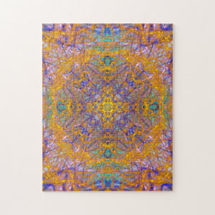 Contemporary  Abstract Gold/Blue/Yellow Jigsaw Puzzle