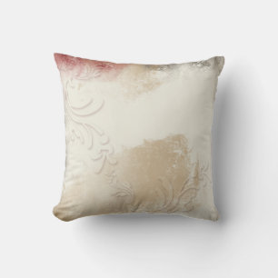 Contemporary Abstract Gold, Red and Grey Swirl Cushion