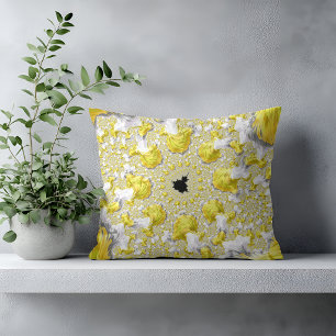 Contemporary Abstract Golden Yellow Fractal Cushion