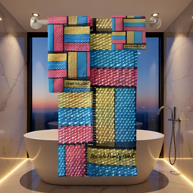 Contemporary abstract in multi colour wicker weave bath towel set (Creator Uploaded)