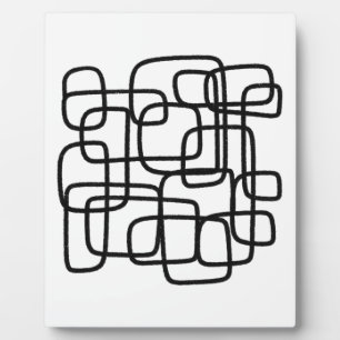 Contemporary Abstract Line Art Black And White  Plaque