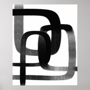 Contemporary Abstract Line Art Black And White Poster