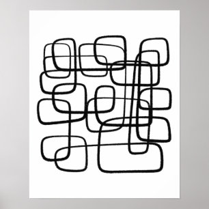 Contemporary Abstract Line Art Black And White Poster