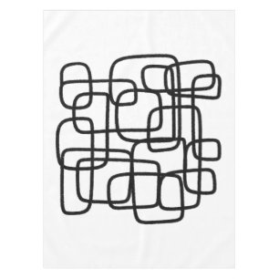 Contemporary Abstract Line Art Black And White  Tablecloth