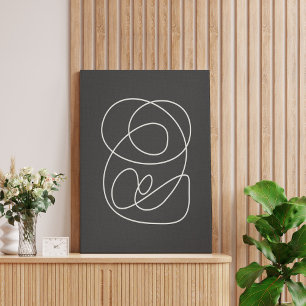 Contemporary Abstract Line Art Chic Black White Canvas Print