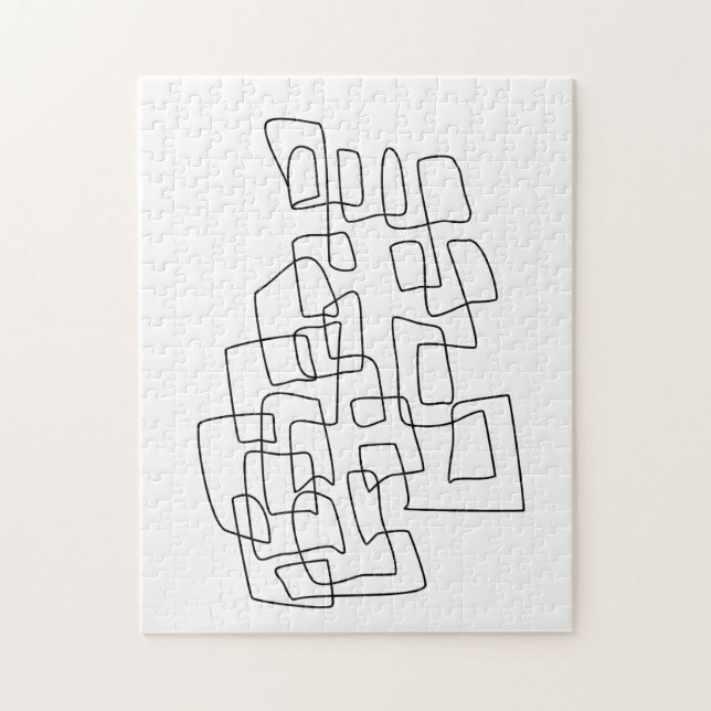 Contemporary Abstract Line Art in Black and White Jigsaw Puzzle (Vertical)