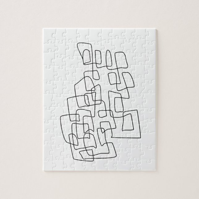 Contemporary Abstract Line Art in Black and White Jigsaw Puzzle (Vertical)